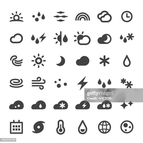stockillustraties, clipart, cartoons en iconen met weather icons set - grote reeksen - luchtvochtigheid