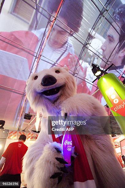 Coca-Cola bear is at the Coca-Cola Pavilion at LiveCity Yaletown on Feb. The 9th in David Lam Park, downtown Vancouver, during the unveiling of the...