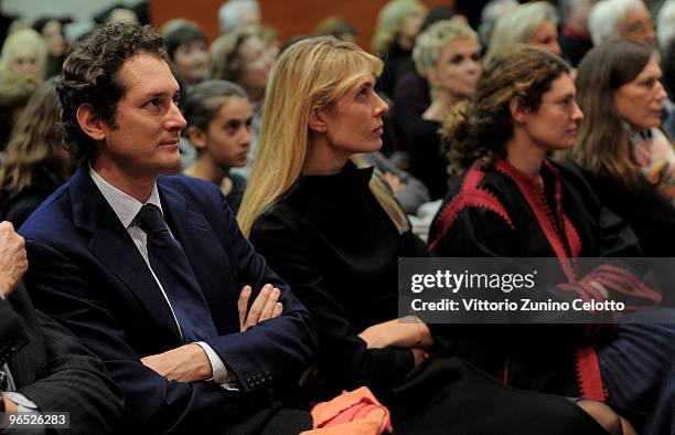 John Elkann, Lavinia Borromeo and Ginevra Elkann attend 'Nonna Carla' book launch on February 9, 2010 in Milan, Italy.