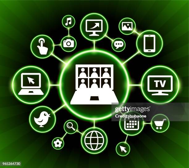 laptop screen and candidates internet communication technology dark buttons background - couple looking at computer screen stock illustrations