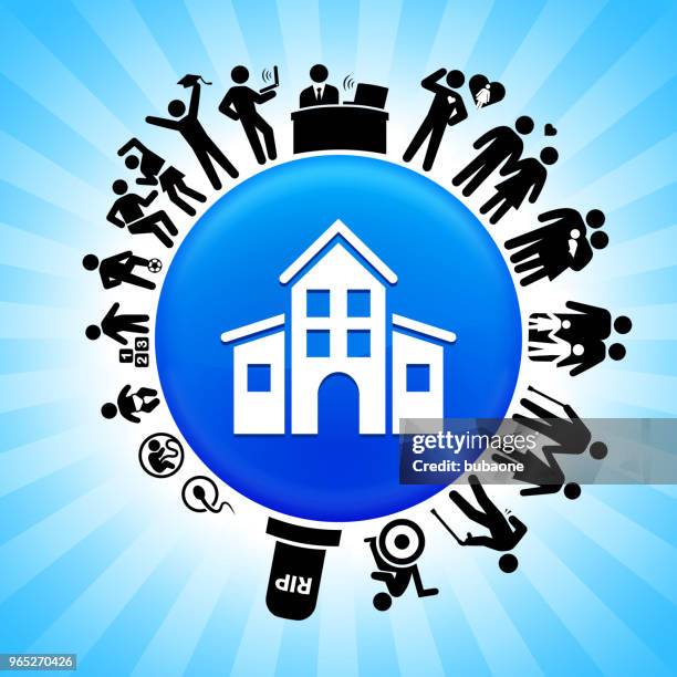 school building lifecycle stages of life background - life cycle icon stock illustrations