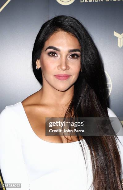 Vania Bludau arrives at Premios Estrellas Digitales 2018 at James L. Knight Center on May 31, 2018 in Miami, Florida.