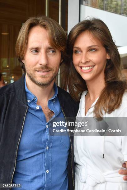 Mathieu Vergne and his wife Tv host Ophelie Meunier attends the 2018 French Open - Day Six at Roland Garros on June 1, 2018 in Paris, France.