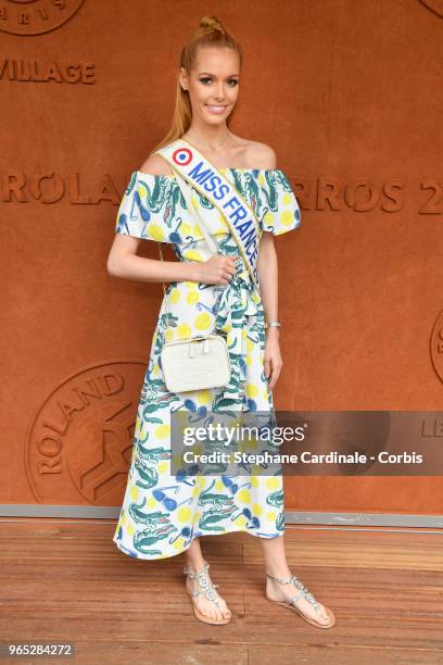 Miss France 2018 Maeva Coucke attends the 2018 French Open - Day Six at Roland Garros on June 1, 2018 in Paris, France.