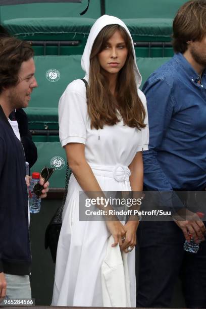 Tv host Ophelie Meunier attends the 2018 French Open - Day Six at Roland Garros on June 1, 2018 in Paris, France.