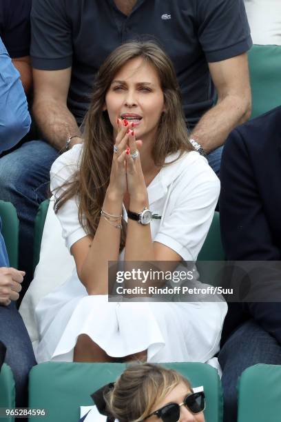 Tv host Ophelie Meunier attends the 2018 French Open - Day Six at Roland Garros on June 1, 2018 in Paris, France.