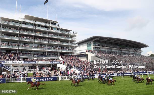 Ajman King ridden by Andrea Atzeni wins the Investec Wealth & Investment Handicap during ladies day of the 2018 Investec Derby Festival at Epsom...