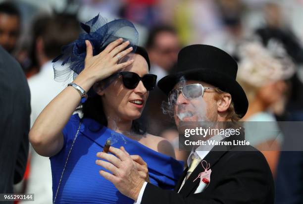 Racegoers look on during Ladies Day of the Investec Derby Festival at Epsom Downs on June 1, 2018 in Epsom, England.