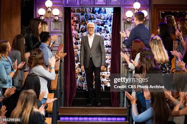 Ted Danson greets the audience during "The Late Late Show with James Corden," Thursday, May 24, 2018 On The CBS Television Network.