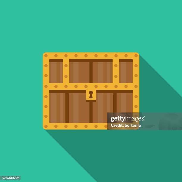 treasure chest flat design fantasy icon - looting stock illustrations