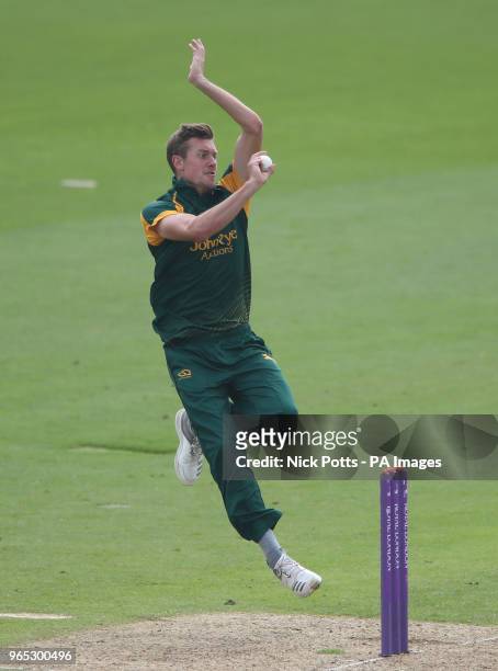 Nottinghamshire's Jake Ball during a Royal London One Day Cup north group match at Trent Bridge, Nottingham.