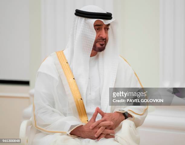 Abu Dhabi Crown Prince Mohammed bin Zayed al-Nahayan meets with Russian President at the Kremlin in Moscow on June 1, 2018.