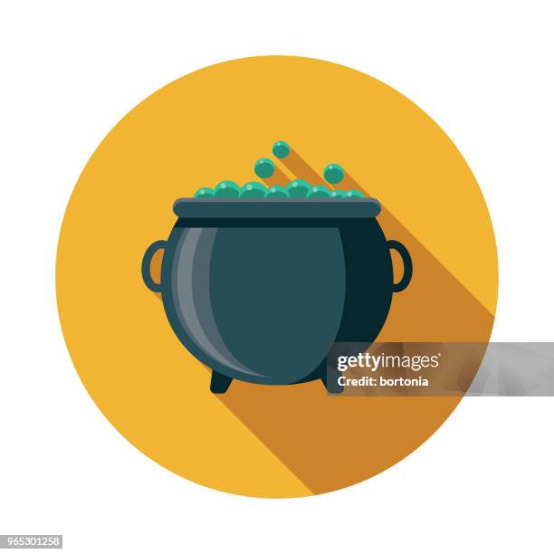 kessel flache design fantasy-ikone - cauldron stock-grafiken, -clipart, -cartoons und -symbole