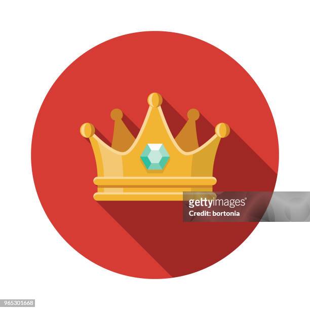 illustrazioni stock, clip art, cartoni animati e icone di tendenza di icona fantasy crown flat design - corona reale