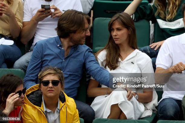 Tv host Ophelie Meunier and her husband Mathieu Vergne attend the 2018 French Open - Day Six at Roland Garros on June 1, 2018 in Paris, France.