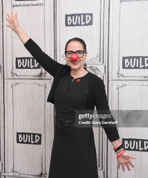 Of Comic Relief USA Janet Scardino visits Build Series to discuss the fundraising campaign Red Nose Day at Build Studio on June 1, 2018 in New York...