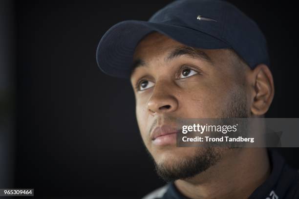 Joshua King of Norway during press meeting after training at Keflavik on June 1, 2018 in Keflavik, Iceland.