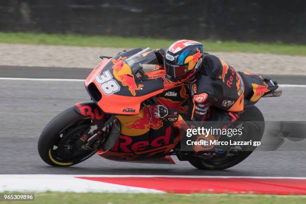 Bradley Smith of Great Britain and Red Bull KTM Factory Racing rounds the bend during the MotoGp of Italy - Free Practice at Mugello Circuit on June...