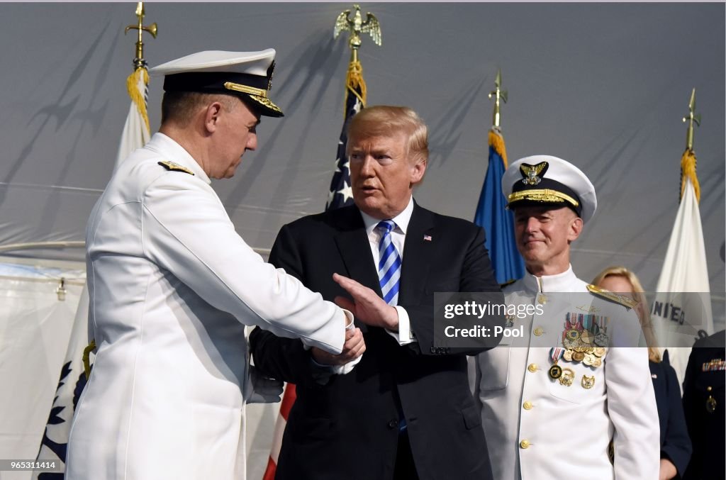 President Trump Participates In The U.S. Coast Guard Change of Command Ceremony