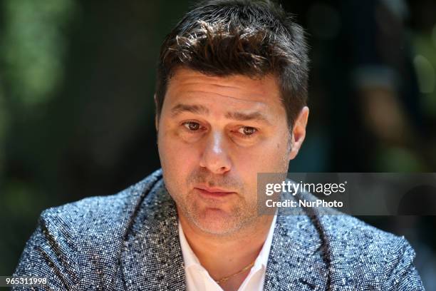 Mauricio Pochettino, candidate to replace Zinedine Zidane as coach of Real Madrid, in the presentation of his book A New World, on June 1 2018 in...