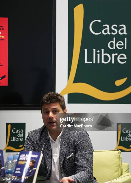 Mauricio Pochettino, candidate to replace Zinedine Zidane as coach of Real Madrid, in the presentation of his book A New World, on June 1 2018 in...