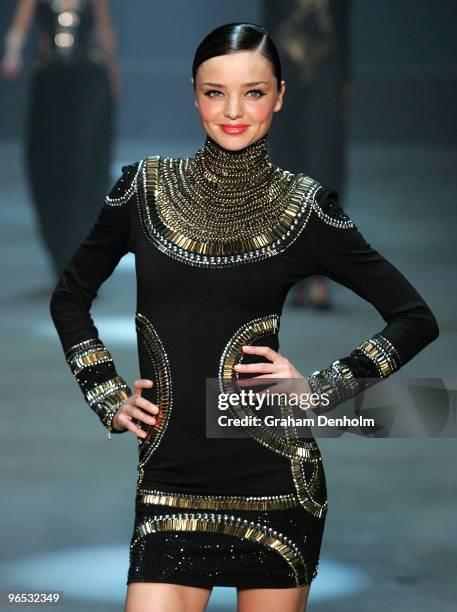 Model Miranda Kerr showcases designs by Sass & Bide on the catwalk during the David Jones Autumn/Winter 2010 Fashion Launch at the Hordern Pavilion...