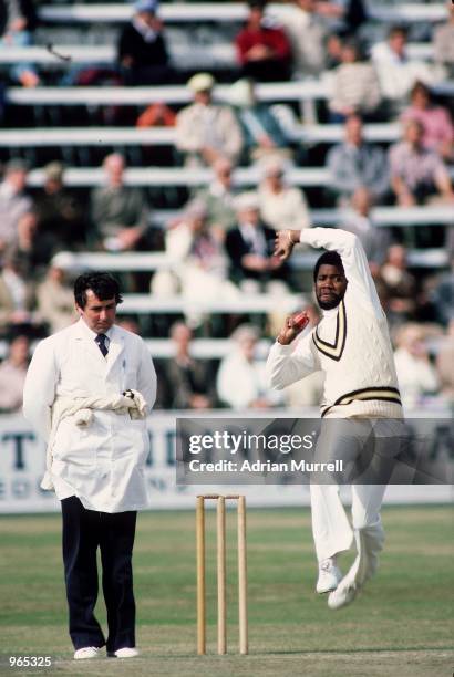 Malcolm Marshall of the West Indies runs in to bowl during an Asda Challenge Cup match at the Festival in Scarborough, England. \ Mandatory Credit:...