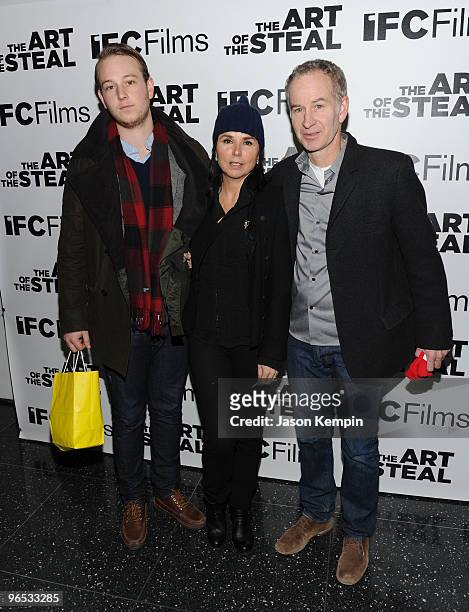 Kevin McEnroe, Patti Smyth and John McEnroe attend the premiere of "The Art of The Steal" at MOMA on February 9, 2010 in New York City.