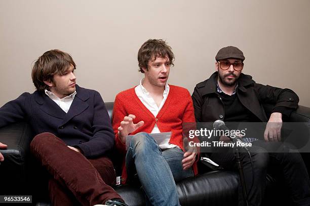 Andy Duncan, Damian Kulash and Tim Norwind of Ok Go interview each other on Fuel Tv's "The Daily Habit" on February 9, 2010 in Los Angeles,...