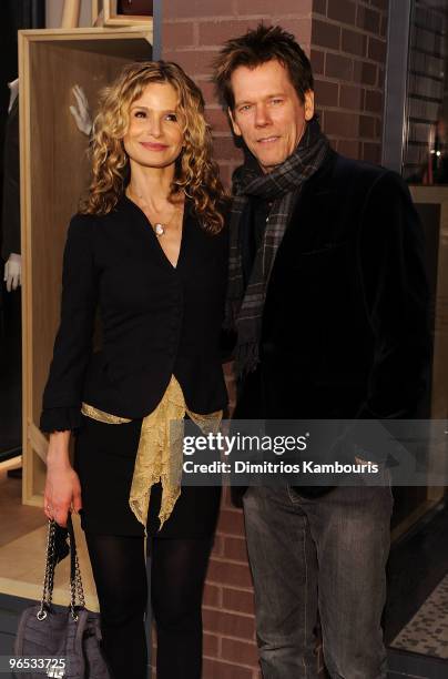 Actors Kyra Sedgwick and Kevin Bacon attend the opening of the first Hermes Men's Store on Madison Avenue on February 9, 2010 in New York City.