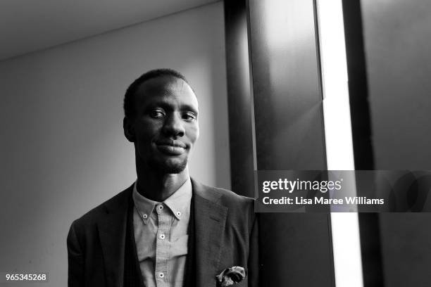 Deng Thiak Adut speaks during B&T Changing The Ratio 2018 at Belvoir Street Theatre on May 28, 2018 in Sydney, Australia.