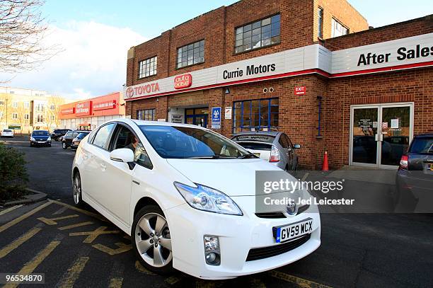 Toyota Prius car arrives at a garage to have its software reprogrammed in Isleworth on February 9, 2010 in London, England. Toyota have announced a...