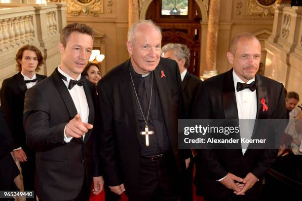 Austrian Minister for EU, Arts, Culture and Media Gernot Bluemel, Christoph Schoenborn and Life Ball organizor Gery Keszler attend the LIFE+...