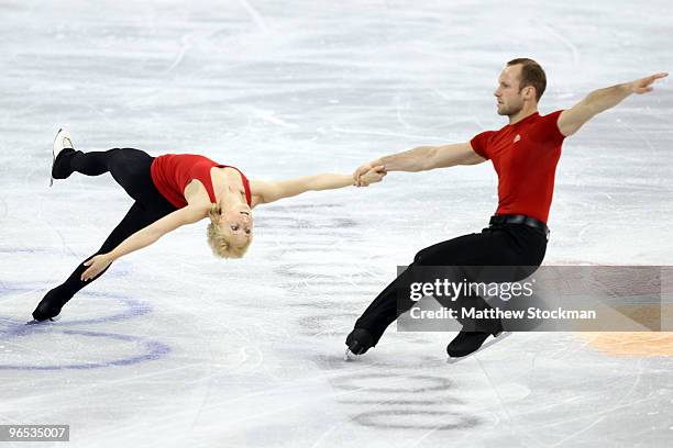 Maylin Hausch of Germany practise with her partner Daniel Wende of Germany during a training session at the Pacific Coliseum ahead of the Vancouver...