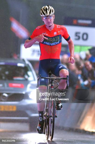 Arrival / Mark Padun of Ukraine and Bahrain Merida Pro Cycling Team / Celebration / during the 3rd Velon Hammer Series 2018, Stage 1 a 77km race from...