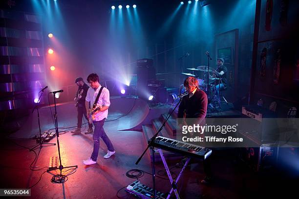 Tim Nordwind, Damian Kulash, Andy Ross and Dan Konopka of Ok Go perform on Fuel Tv's "The Daily Habit" on February 9, 2010 in Los Angeles, California.