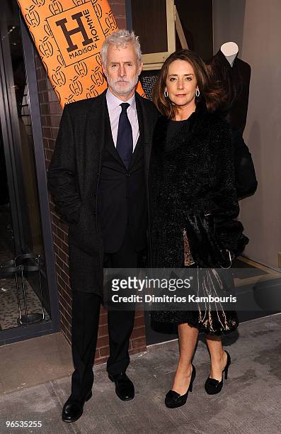 Actors John Slattery and Talia Balsam attend the opening of the first Hermes Men's Store on Madison Avenue on February 9, 2010 in New York City.