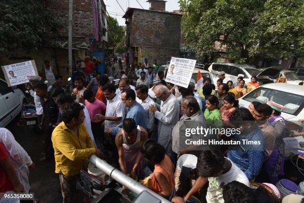 Delhi Pradesh Congress Committee president Ajay Maken inaugurates the Delhi Congress month-long Jal Satyagrah in all the 70 Assembly constituencies...