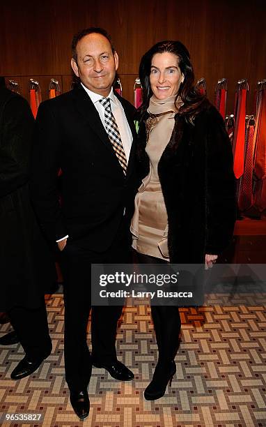 President of MAC Cosmetics John Demsey and Jennifer Creel attend the opening of the first Hermes Men's Store on Madison Avenu on February 9, 2010 in...