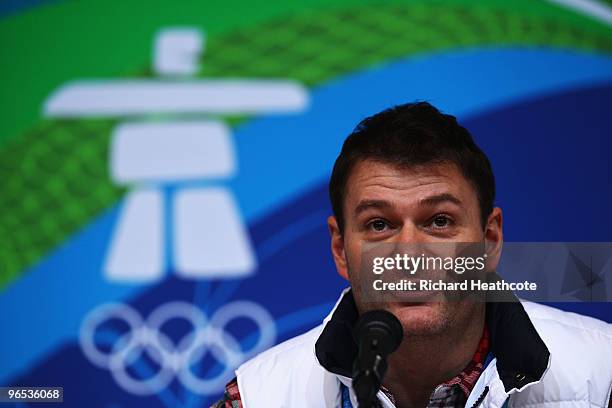 Tony Benshoof attends the United States Olympic Committee Luge Singles Press Conference at the Whistler Media Centre on February 9, 2010 in...