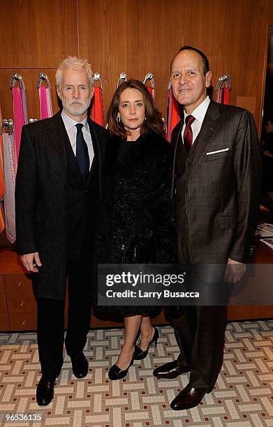 Actor John Slattery, actress Talia Balsam and CEO of Hermes US Robert Chavez attend the opening of the first Hermes Men's Store on Madison Avenu on...