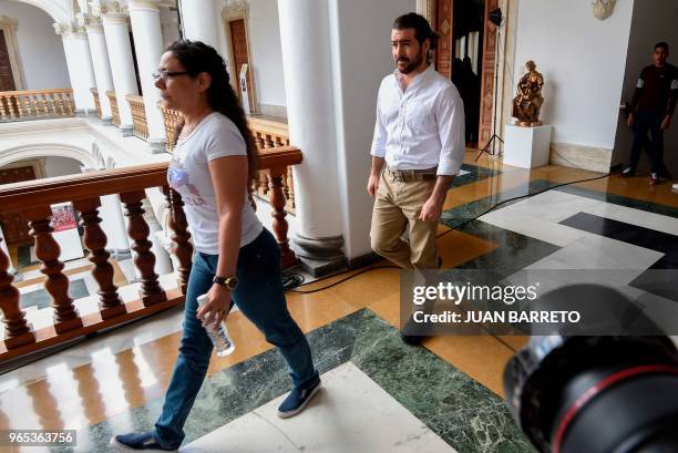 Venezuelan former opposition mayor Daniel Ceballos is seen at the Foreign Ministry in Caracas, after being released by the government on June 1,...