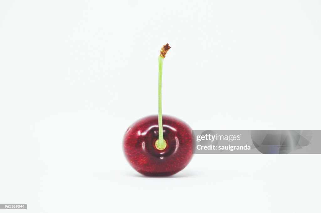 Cherry close-up against white background