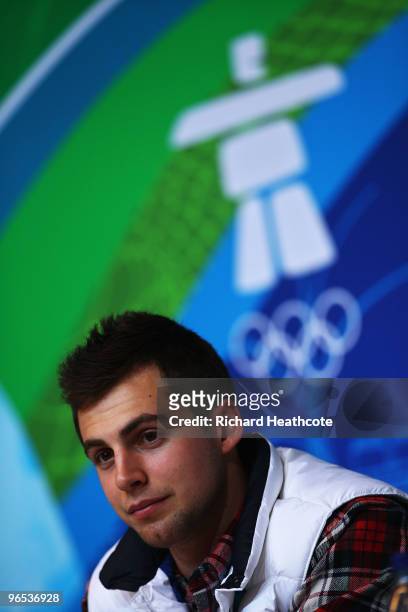 Chris Mazdzer attends the United States Olympic Committee Luge Singles Press Conference at the Whistler Media Centre on February 9, 2010 in...