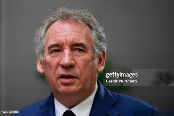 President of French of the MoDem centrist party Francois Bayrou attends the presentation of the hydrogen deployment plan for the energy transition in...