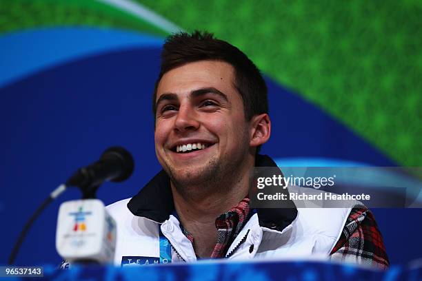 Chris Mazdzer attends the United States Olympic Committee Luge Singles Press Conference at the Whistler Media Centre on February 9, 2010 in...