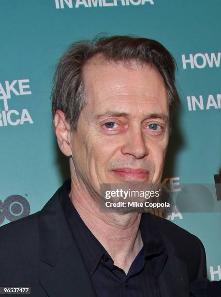 Actor Steve Buscemi attends the Cinema Society and HBO screening of "How to Make it in America" at Landmark's Sunshine Cinema on February 9, 2010 in...