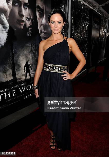 Actress Emily Blunt arrives at the Los Angeles premiere of "The Wolfman" at ArcLight Cinemas on February 9, 2010 in Hollywood, California.