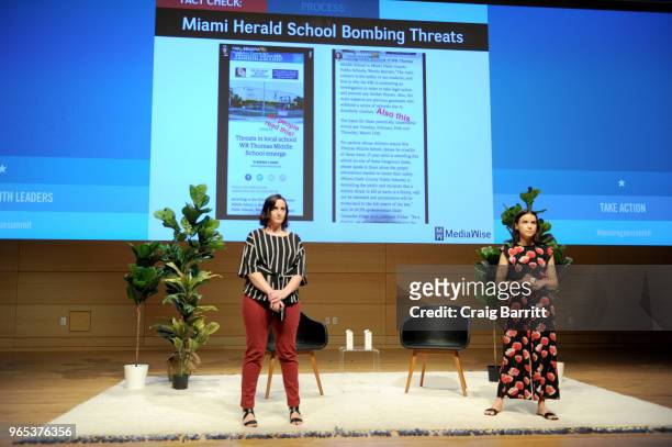 Katie Sanders and Ingrid Nilsen speak onstage during the Teen Vogue Summit 2018: #TurnUp - Day 1 at The New School on June 1, 2018 in New York City.