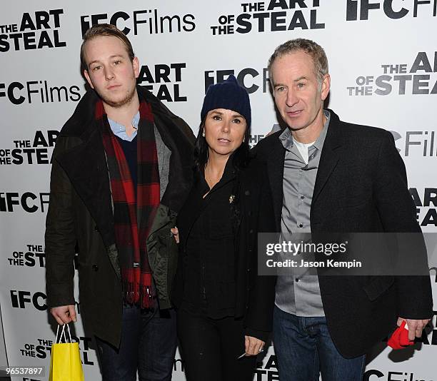 Kevin McEnroe, Patti Smyth and John McEnroe attend the premiere of "The Art of The Steal" at MOMA on February 9, 2010 in New York City.